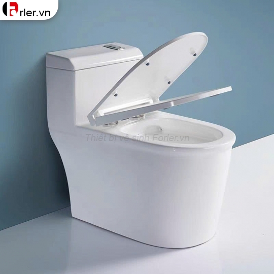 Bồn Cầu 1 Khối Trắng Thân Lùn Nút Xả Lệch Forler