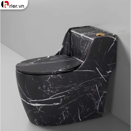 Bồn Cầu Một Khối Vân Đá Đen Forler