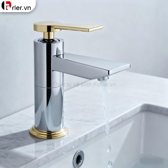 Vòi Lavabo Nóng Lạnh Mạ Crome Và Vàng Đồng (FL-VLVB48) Forler