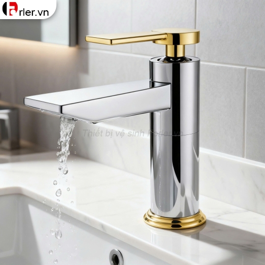 Vòi Lavabo Nóng Lạnh Mạ Crome Và Vàng Đồng (FL-VLVB48) Forler