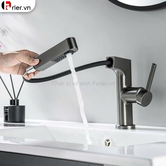 Vòi Nóng Lạnh Dây Rút Xám Nano Sơn Tĩnh Điện (FL-VLVB52) Forler