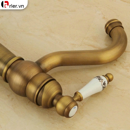 Vòi Lavabo Nóng Lạnh Vàng Đồng Họa Tiết Hoa Dương Bàn (FL-VLVB56) Forler