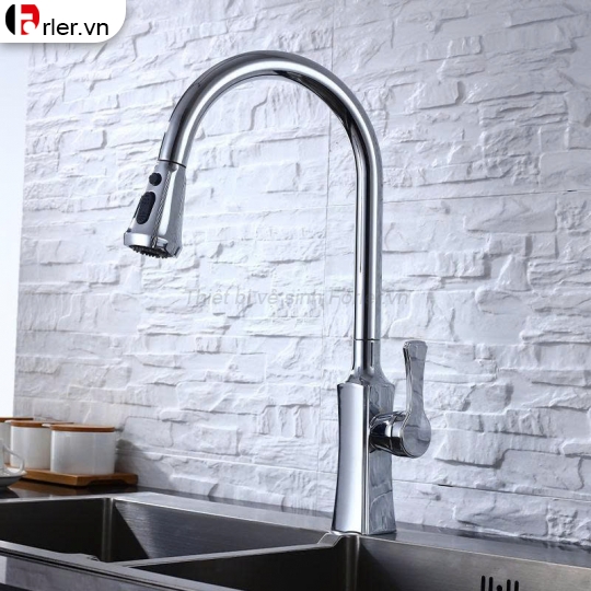 Vòi Rửa Chén Rút Dây Đồng Thau Mạ Crome (VRC38) FORLER