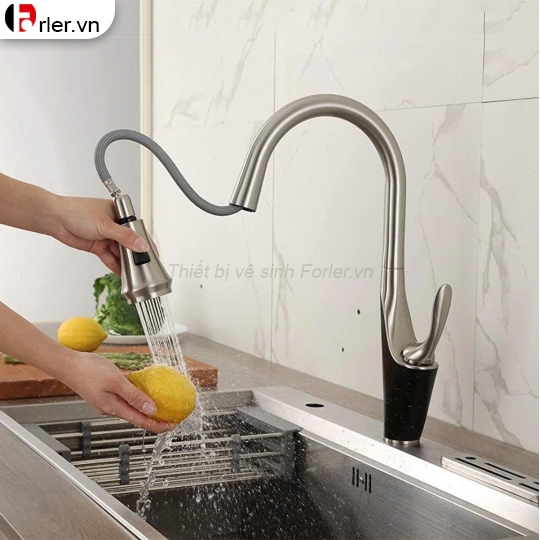Vòi Rửa Chén Rút Dây Đồng Thau Mờ (VRC40) Forler