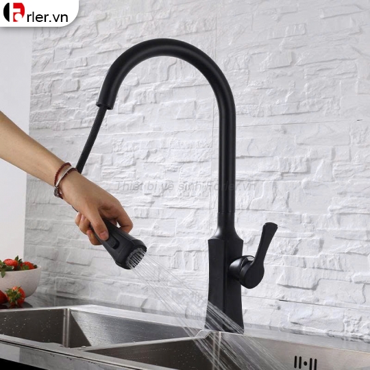 Vòi Rửa Chén Rút Dây Đồng Thau Mạ Crome (VRC38) FORLER