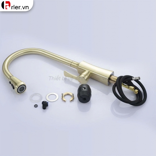 Vòi Rửa Chén Rút Dây Đồng Thau Mạ Crome (VRC38) FORLER