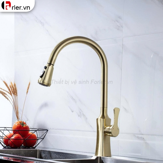 Vòi Rửa Chén Rút Dây Đồng Thau Mạ Crome (VRC38) FORLER