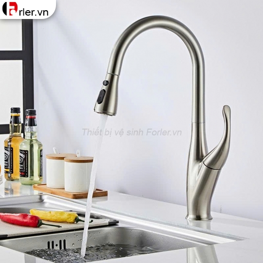 Vòi Rửa Chén Nóng Lạnh, Dây Kéo Inox SUS 304 (VRC45) Forler