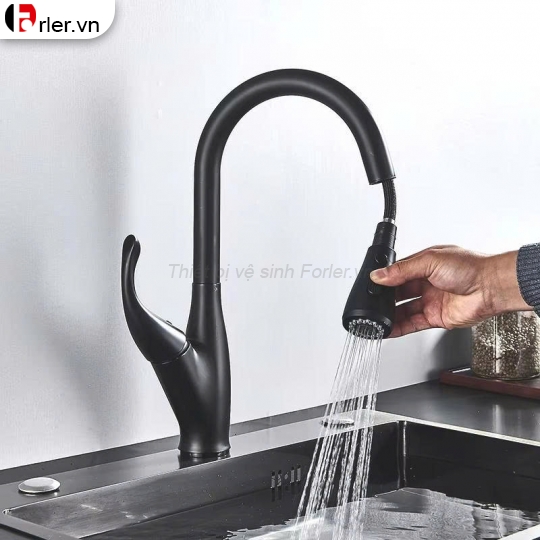 Vòi Rửa Chén Bát Nóng Lạnh Dây Rút Nano Sơn Tĩnh Điện (VRC46) Forler