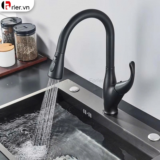 Vòi Rửa Chén Bát Nóng Lạnh Dây Rút Nano Sơn Tĩnh Điện (VRC46) Forler