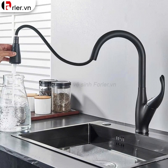 Vòi Rửa Chén Bát Nóng Lạnh Dây Rút Nano Sơn Tĩnh Điện (VRC46) Forler