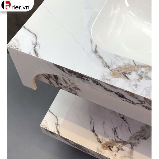 Bàn Đá 2 Tầng Lavabo Và Gương Vân Đá (TLVB29) Forler