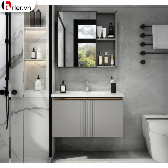 Bộ Tủ Nhôm Hợp Kim Chậu Lavabo Và Tủ Gương (TLVB33) 