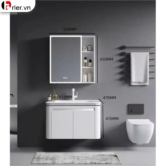 Bộ Tủ Nhôm Lavabo Và Gương Led Cao Cấp (TLVB30) Forler