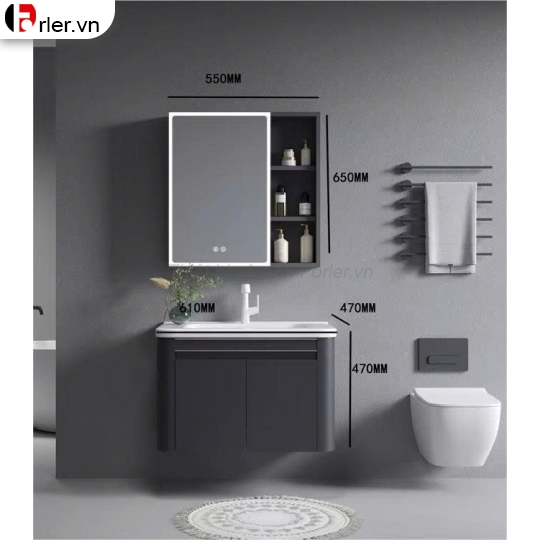 Bộ Tủ Nhôm Lavabo Và Gương Led Cao Cấp (TLVB30) Forler
