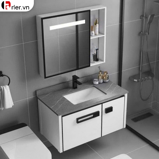 Bộ Tủ Nhôm Bàn Đá Lavabo Và Tủ Gương Forler