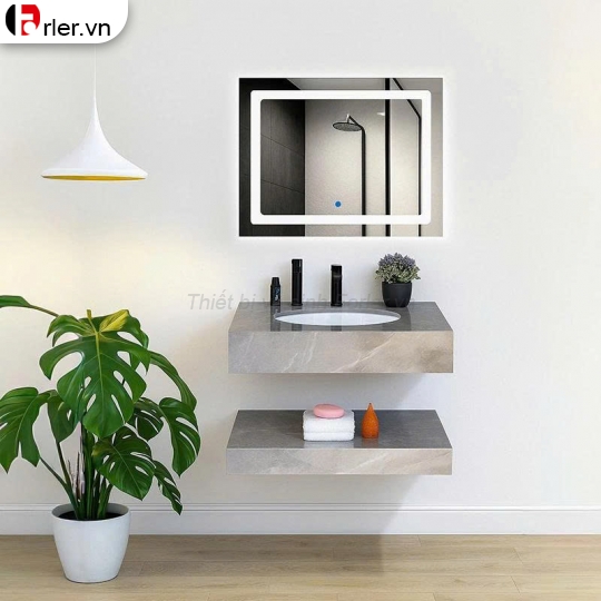 Bàn Đá Lavabo Âm 2 Tầng & Gương Led Forler