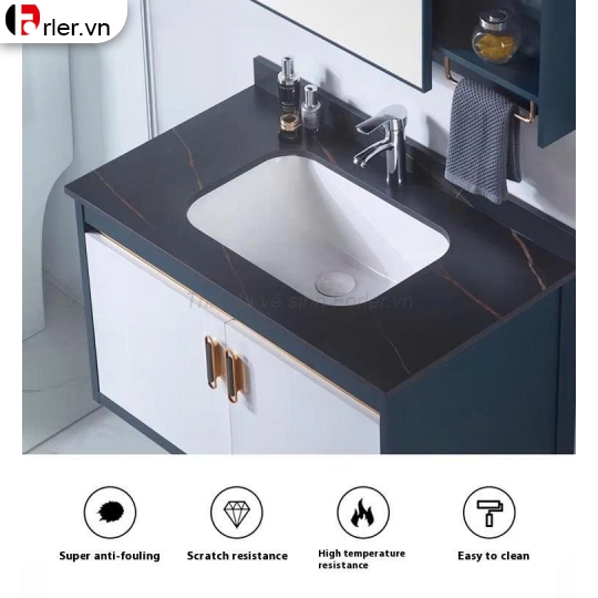 Mặt Đá Lavabo Âm Bàn Đen Nhám Vân Đá Forler