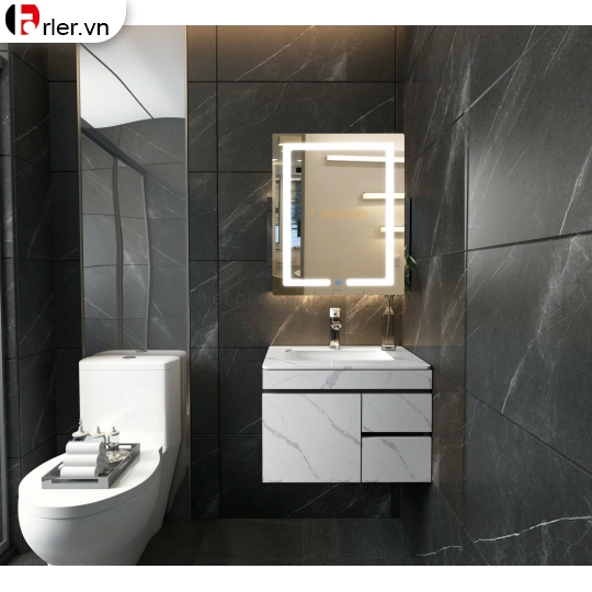 Bộ Tủ Nhựa Giả Gỗ PVC Cao Cấp & Gương Led Forler