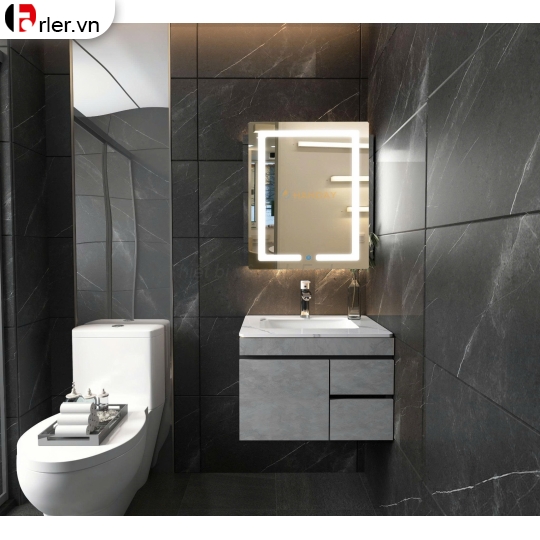 Bộ Tủ Nhựa Giả Gỗ PVC Cao Cấp & Gương Led Forler